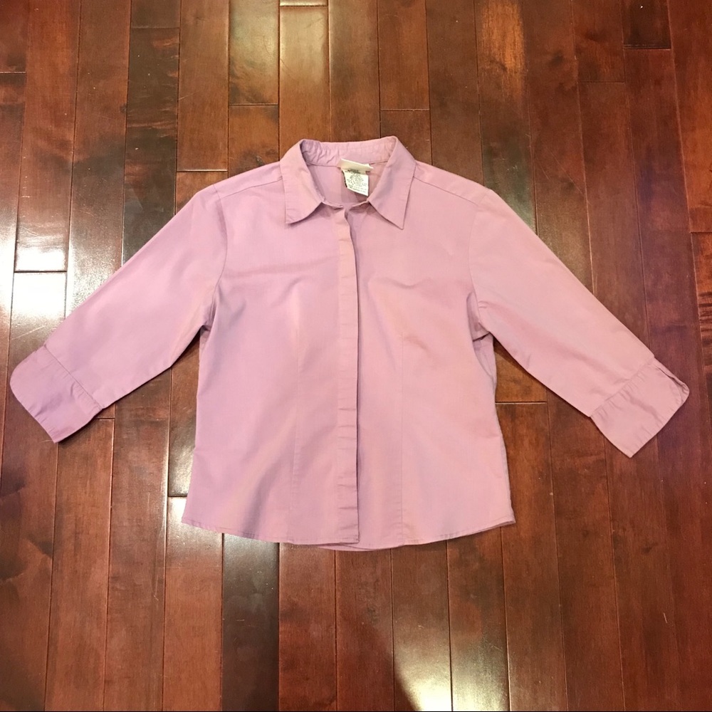 Kathie Lee Collection Purple 3/4 Sleeve Blouse